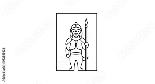 Cartoon Dog Knight Warrior with Spear in Armor, Medieval Fantasy Character