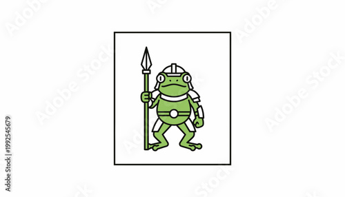 Cartoon Frog Warrior with Spear and Armor - Fantasy Character