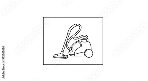 Vacuum Cleaner Line Art Icon: Modern Household Cleaning Appliance for Home Care