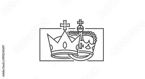 Two Royal Crowns Intertwined, Symbol of Monarchy, Power, and Unity
