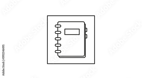Notebook Icon, Spiral Bound Journal, Simple Outline Graphic, Stationery and Office Supply