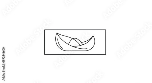 Origami boat, paper boat, simple drawing, minimalist, outline, isolated on white background