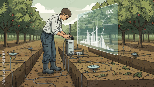 Man working with farming technology tools.