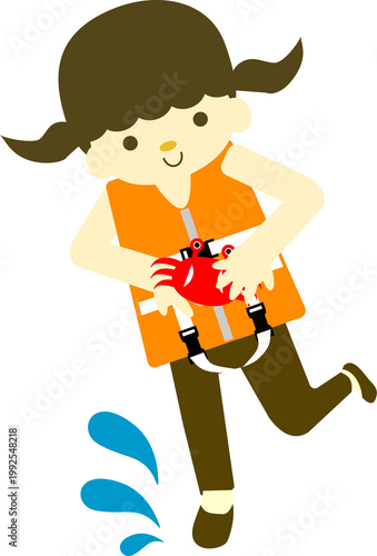 子どものライフジャケットの正しい着方　手順イラスト　水難事故防止　安全教育　解説イラスト