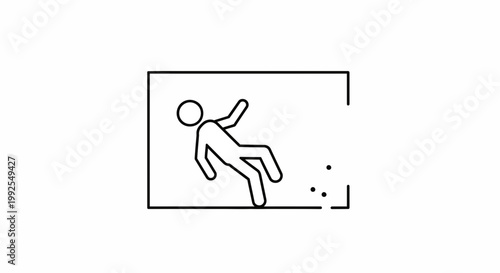 Man Falling Down Stairs Icon, Danger Sign, Accident Symbol, Warning Graphic