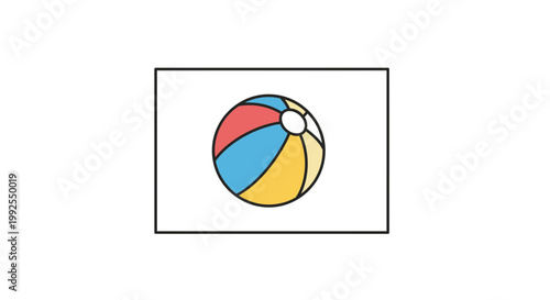 Colorful Beach Ball on White Background, Summer Fun and Recreation