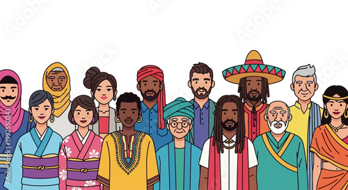 Diverse group of people standing together.