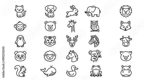 Collection of various animal faces.