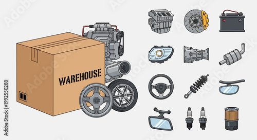 Automotive parts and tools delivery box.