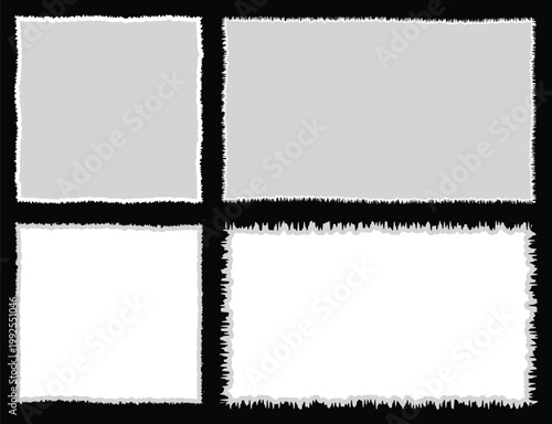 Vector torn paper sheets with jagged. Realistic rippled pieces of scrap papers like sticky note, texture notebook pages