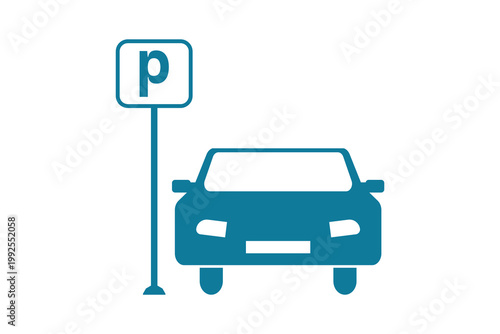 car parking sign icon isolated on white background, parking icon, Parking location Icon symbol.