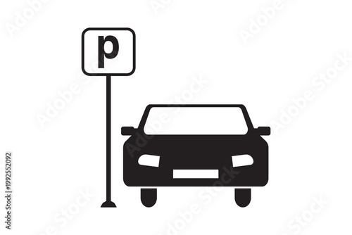 car parking sign icon isolated on white background, parking icon, Parking location Icon symbol.