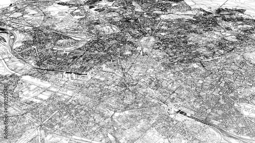 3D looped animation of city - Brussels Belgium