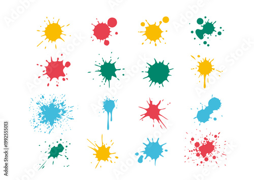 Vector paint brush strokes set, hand drawn ink splash and smear collection ／ ベクターのペイントブラシ素材セット