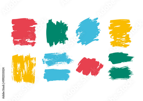 Vector paint brush strokes set, hand drawn ink splash and smear collection ／ ベクターのペイントブラシ素材セット