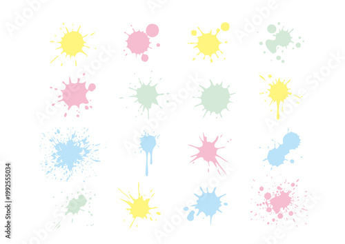 Vector paint brush strokes set, hand drawn ink splash and smear collection ／ ベクターのペイントブラシ素材セット