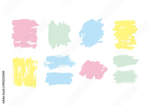 Vector paint brush strokes set, hand drawn ink splash and smear collection ／ ベクターのペイントブラシ素材セット