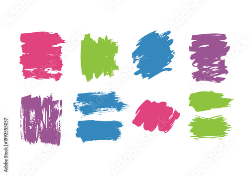 Vector paint brush strokes set, hand drawn ink splash and smear collection ／ ベクターのペイントブラシ素材セット