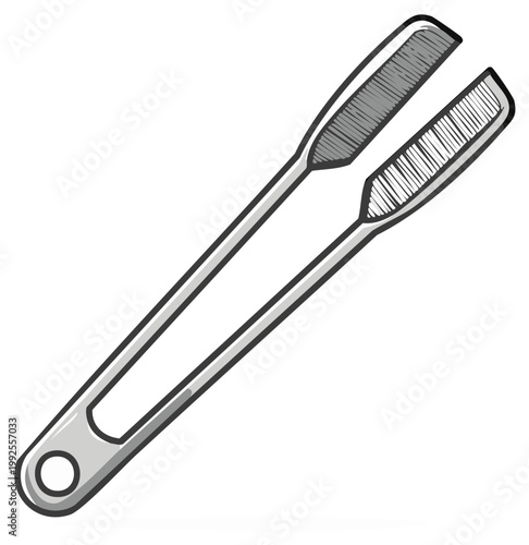 Illustration of kitchen tongs for serving food, grilling, barbecuing, or salad with grip and sketch style.
