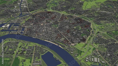 3D looped animation of city - Antwerp Belgium