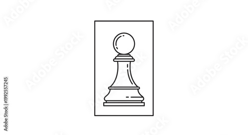 Black and white outline of a chess pawn, isolated on white background, graphic resource