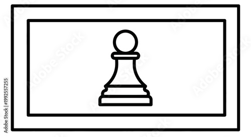 Black and white pawn chess piece icon on a simple rectangular background