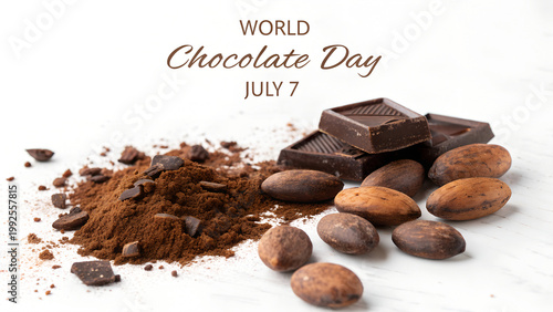 chocolate and coffee beans, world chocolate day, July 7th Chocolate day
