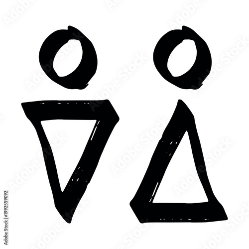 Hand drawn female and male gender identity sign Girls and boys Man and woman pictogram Lady and gentleman for restroom, toilet, washroom, lavatory, closet, WC, bathroom, door sticker
