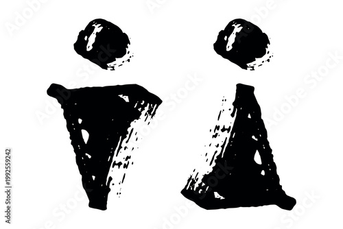 Hand drawn female and male gender identity sign Girls and boys Man and woman pictogram Lady and gentleman for restroom, toilet, washroom, lavatory, closet, WC, bathroom, door sticker