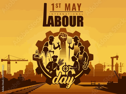 Commemorative graphic celebrating the spirit of labor day potentially showcasing themes of national pride and industrial achievement presented as part of a curated collection of holiday themed