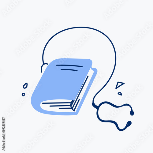 hand drawn doodle book and stethoscope illustration collection