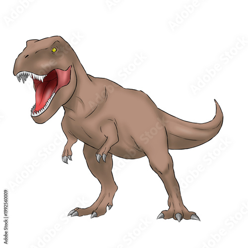 Roaring cartoon t-rex dinosaur illustration isolated