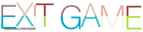 Creative colorful text graphic spelling out Exit Game in abstract style
