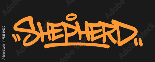 Bold urban graffiti handstyle featuring the word Shepherd. Street art lettering representing divine guidance, leadership, and the spiritual protection of the flock.