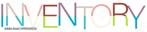 The word inventory presented in a vibrant colorful typographic design isolated on transparent background