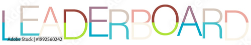 The word leaderboard displayed in a colorful and modern font style