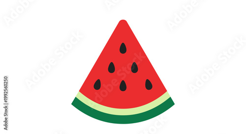 A stylized illustration of a slice of watermelon with seeds, offering a refreshing and vibrant visual element