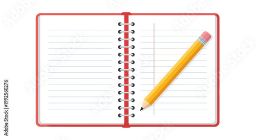 An Open Notebook with a Yellow Pencil, Perfect for Capturing Ideas and Notes