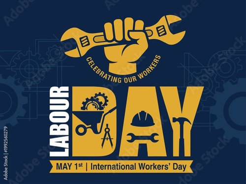 Happy Labour Day Vector Illustration Celebrating Workers May 1st International Workers Day