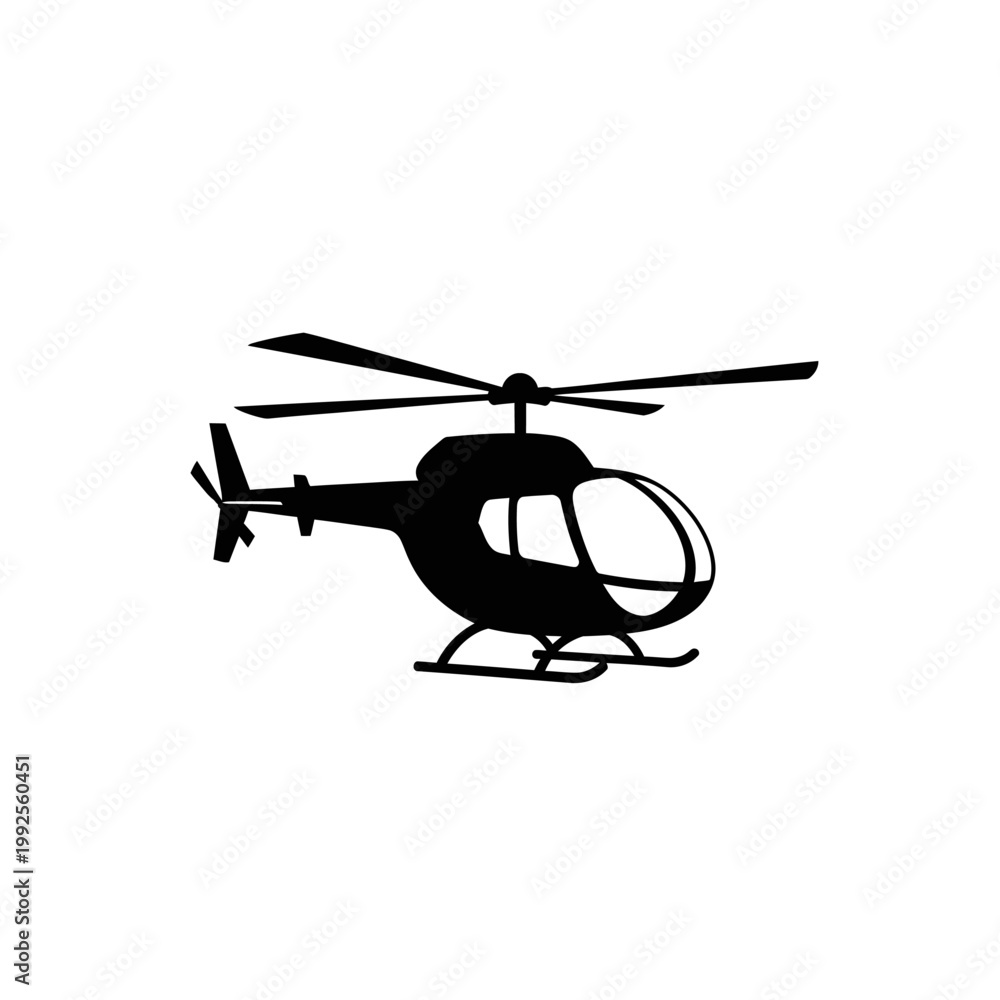 Fototapeta premium Black Helicopter Silhouette Icon Isolated on White Background