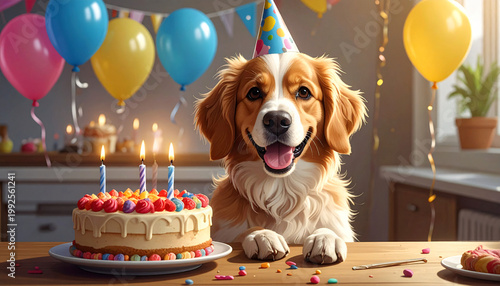 lovely dog in birthday