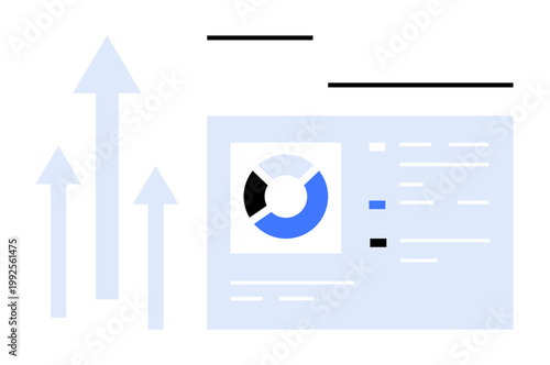 Data analytics concept. Data presented using charts and growth symbols highlights trends and insights. Data analytics aids decision-making, business intelligence, and optimization. For finance, tech