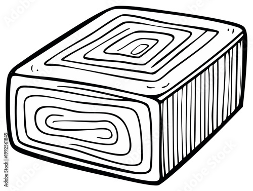 Hand Drawn Sketch of Rolled Towel Pattern, Black and White Bathroom Illustration