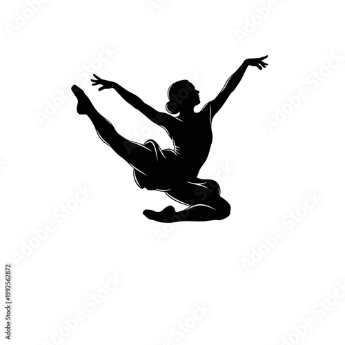 Silhouette of a graceful ballerina in mid-air leap, elegant pose, ballet dancer performing