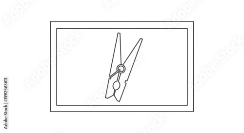 Clothes Pin Line Art Icon on White Background