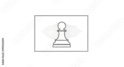 Abstract Chess Pawn Silhouette with Sound Waves Effect