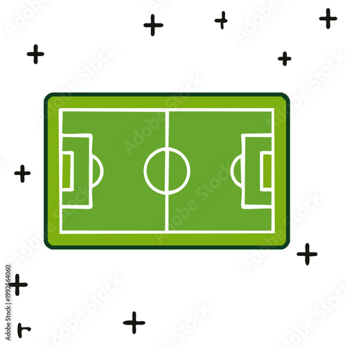 Green soccer football field aerial view minimal illustration for sports game design