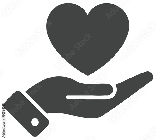 Hand holding heart icon symbolizing love care and support gesture of kindness and compassion