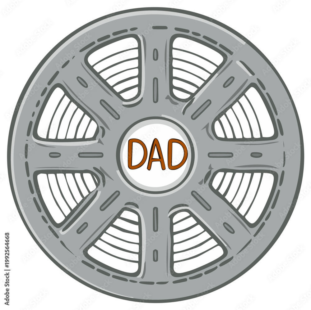 Obraz premium Cartoon Tire with Dad Text Vector Illustration Father's Day Design Element