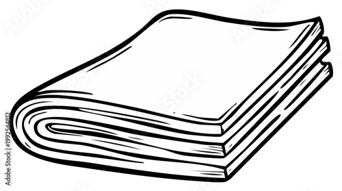 Simple black and white line art of a folded newspaper or document stack